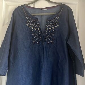 George Embroidered Jean Dress